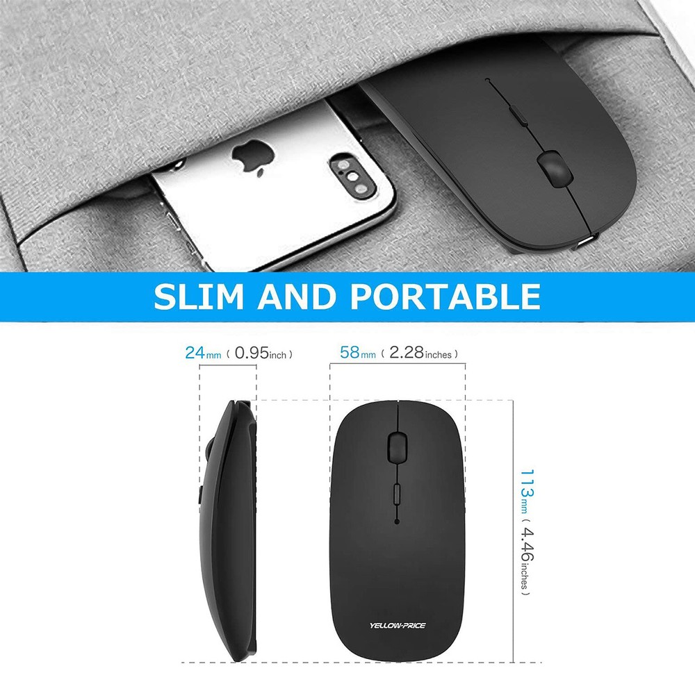 MacBook Mouse,Wireless Mouse Dual Mode 2.4G USB C for Mac and All Type C Devices