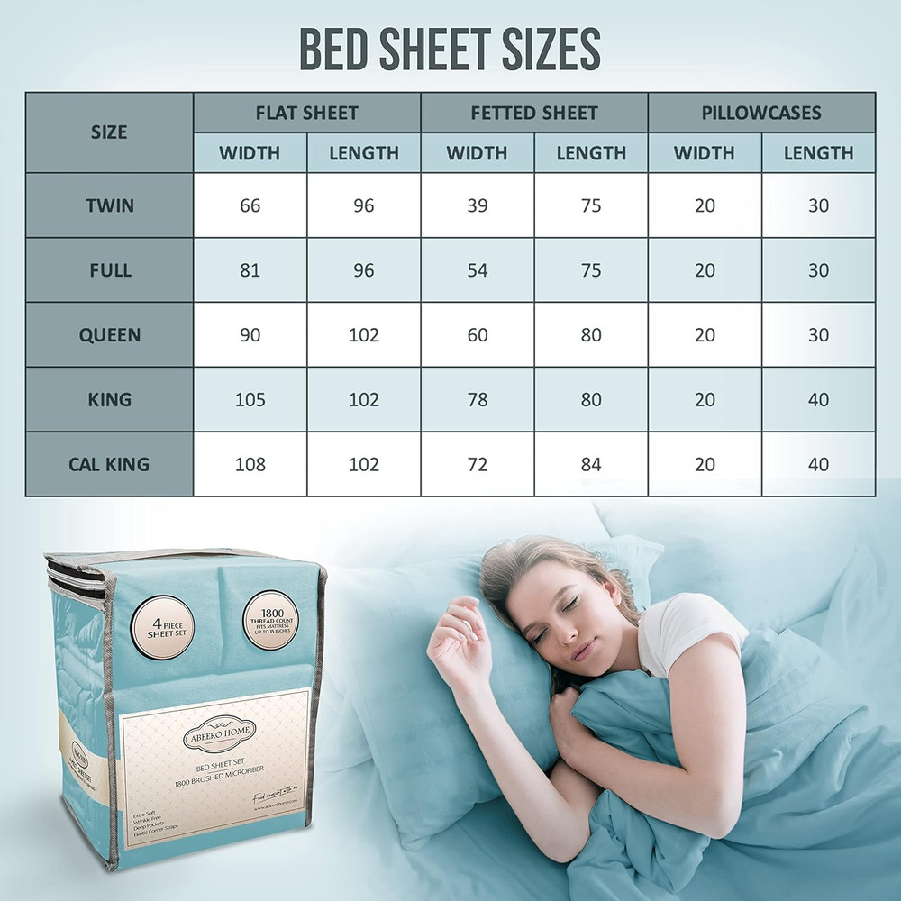 Full Size Bed Sheets Cooling - Luxury Hotel Sheet Set - Soft Sheet with Elastic