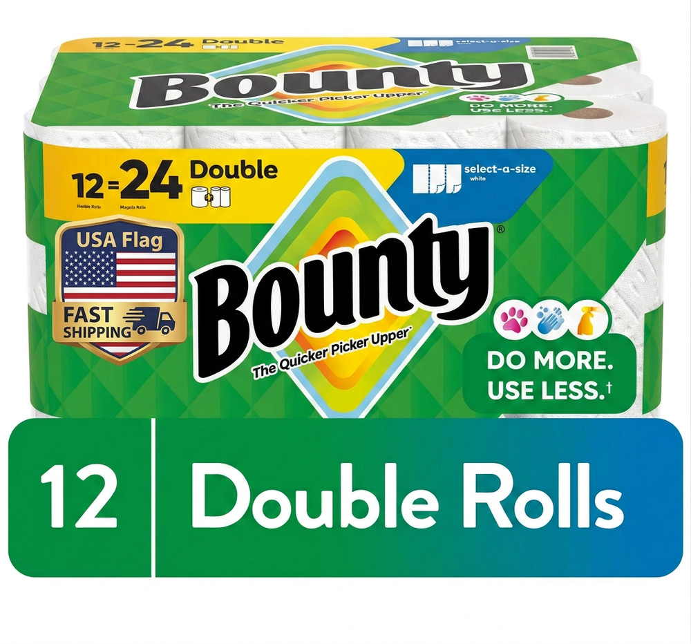 Bounty White, Select-A-Size Paper Towel Roll (12 Double Rolls)