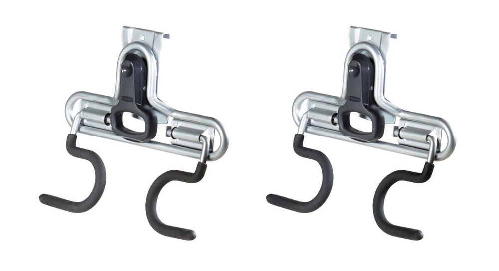Rubbermaid Garage FastTrack Rail Dual Handle Hook Bundle, 2-Pack, Satin Nickel