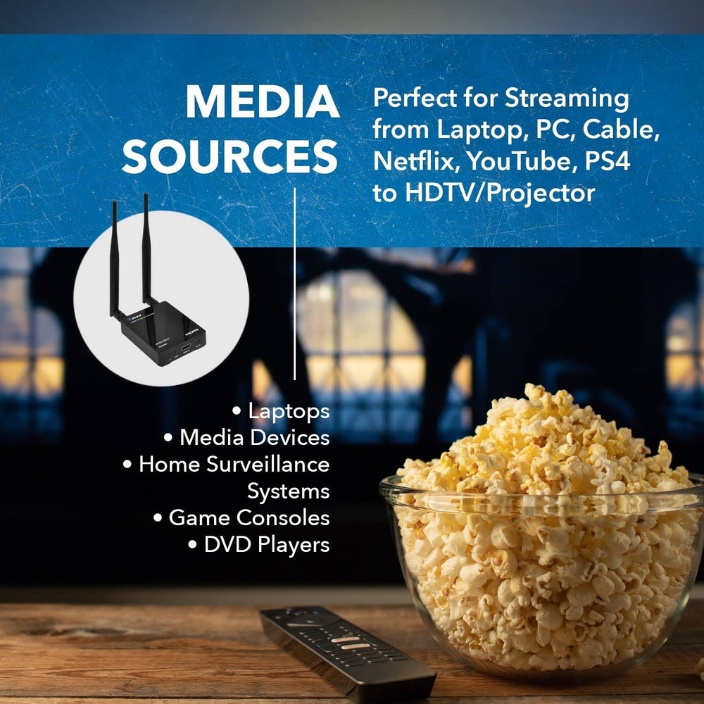 Orei Wireless HDMI Transmitter & Receiver WHD-PRO100-K - Black w/ IR Support