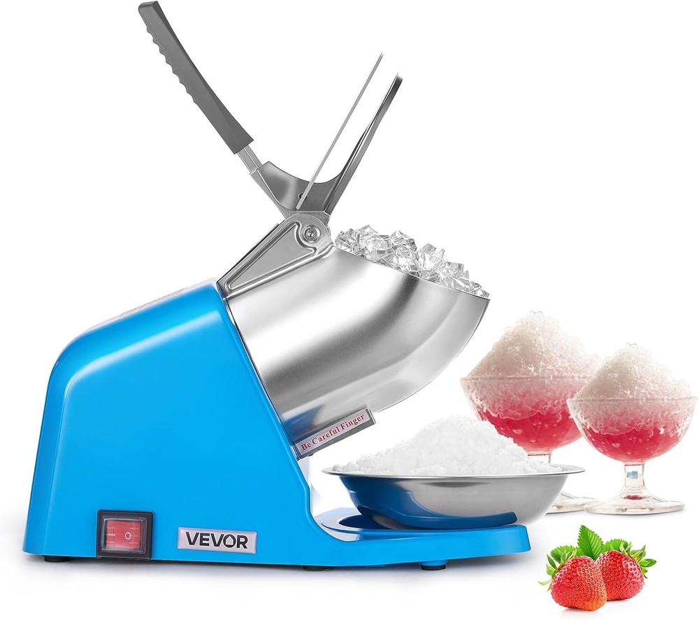 Ice Crusher Machine - 286lbs/hr Electric Snow Cone Maker, Compact Design