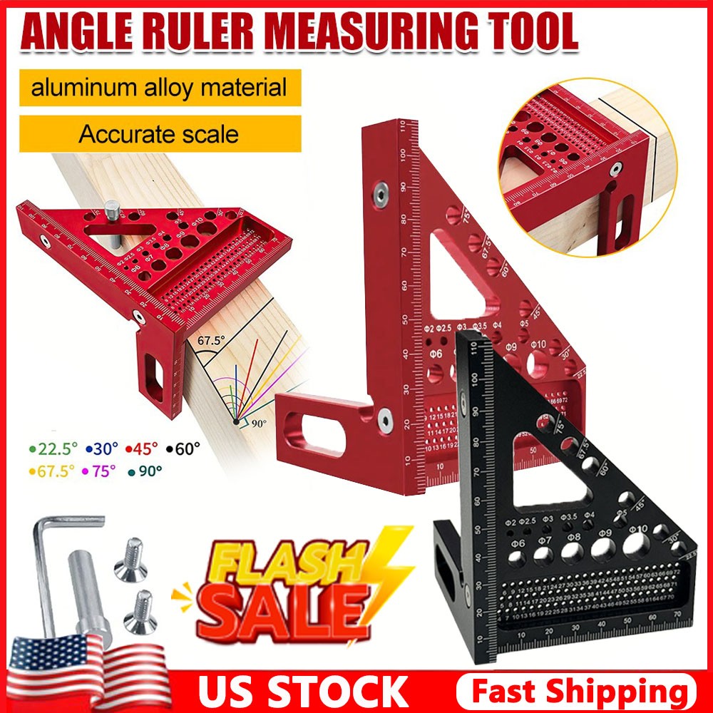 Angle Ruler Measuring Tool Square Protractor Woodworking Miter Triangle Ruler KU