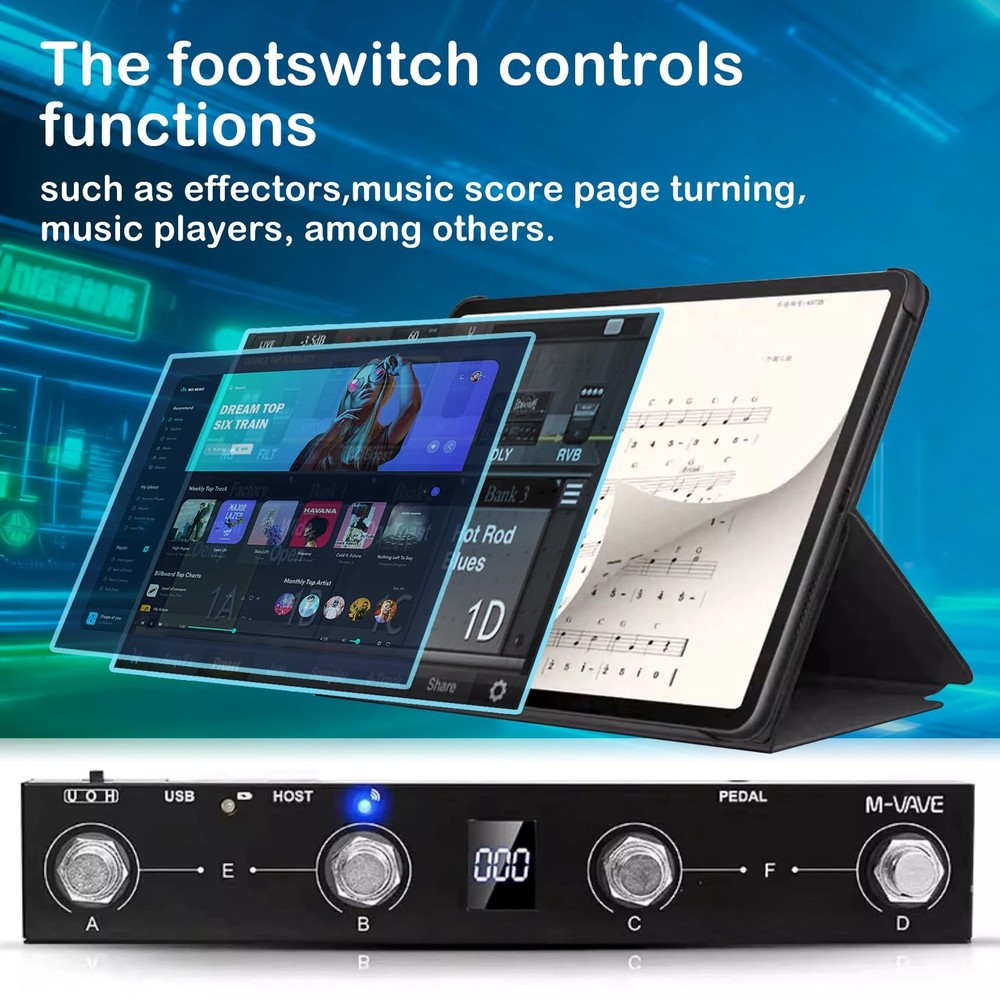 M-VAVE Chocolate Plus Wireless MIDI Foot Controller 4 Midi