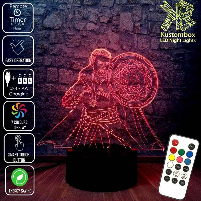 DR STRANGE MULTIVERSE AVENGER 3D LED BATTERY USB NIGHT LIGHT 7 COLOUR REMOTE