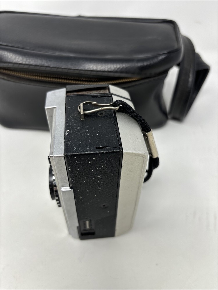 Vintage Kodak Instamatic 304 Black & Silver Camera And case Untested