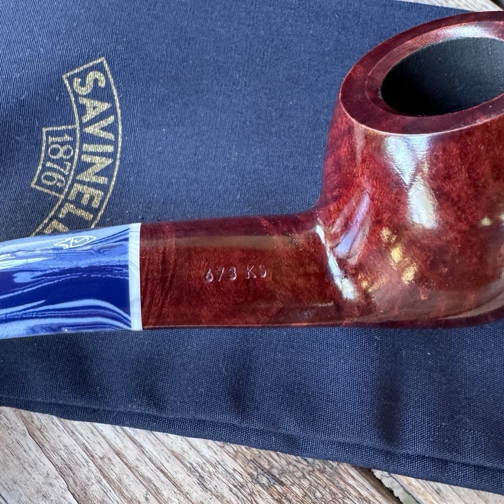 Savinelli Oceano Smooth Bent Rhodesian (673 KS) 6mm Filter Pipe - New