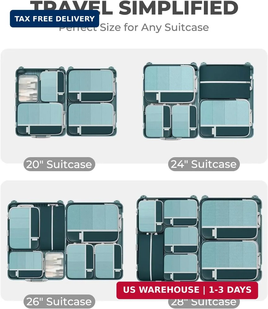 Percover Compression Packing Cubes 4-Piece Set, Packing Cubes Compression for Tr