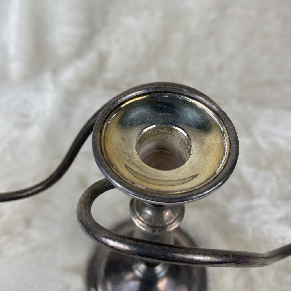 Vintage Silver-plate 3 Candle Twisted Arm Candlestick