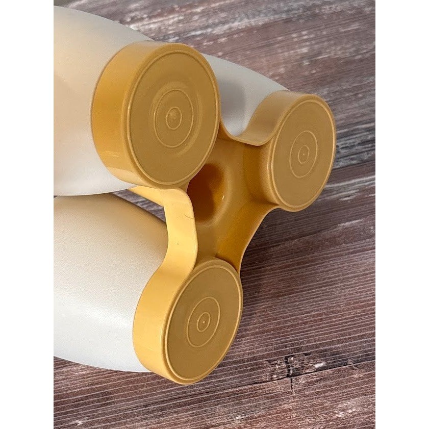 Vintage Tupperware Condiment Caddy Server Tray Triple Compartment Yellow Handle