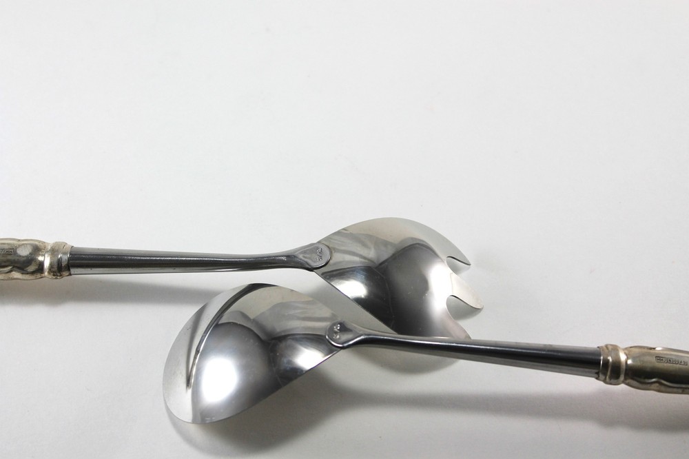 830 Silver Salad Serving Spoon & Fork Monogrammed Set of 2