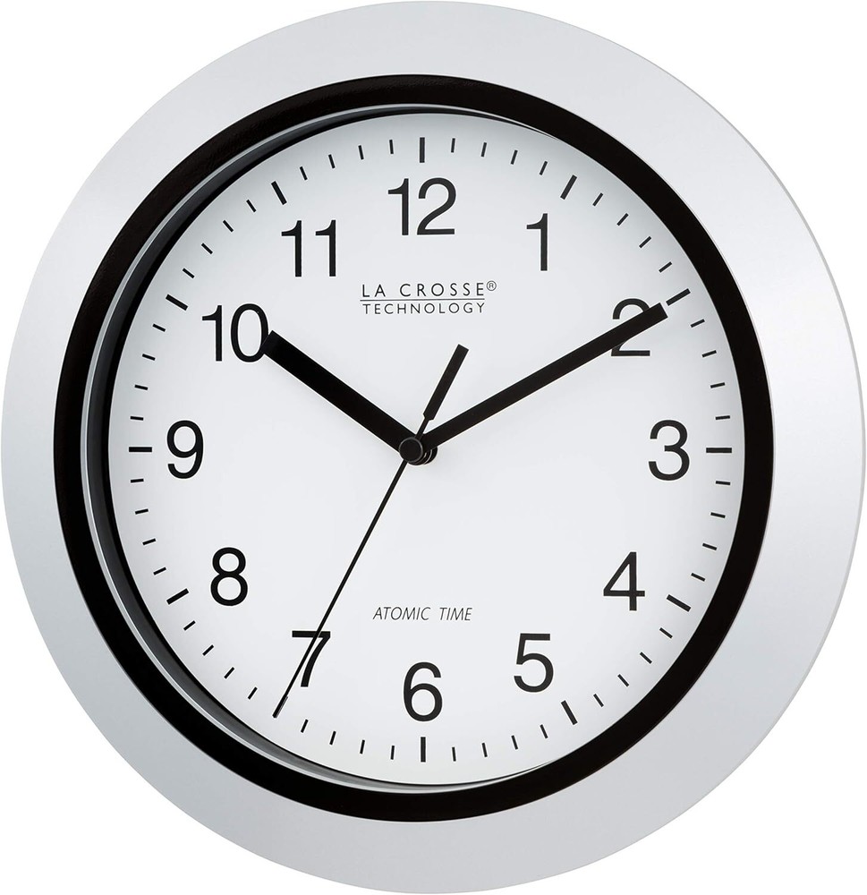 Reloj De Pared Analogico Atomico, 10", Plateado