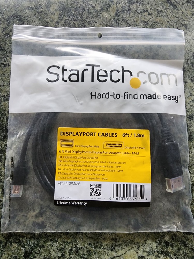 NEW 6 ft/1.8m StarTech DisplayPort to DisplayPort Computer Video Cable