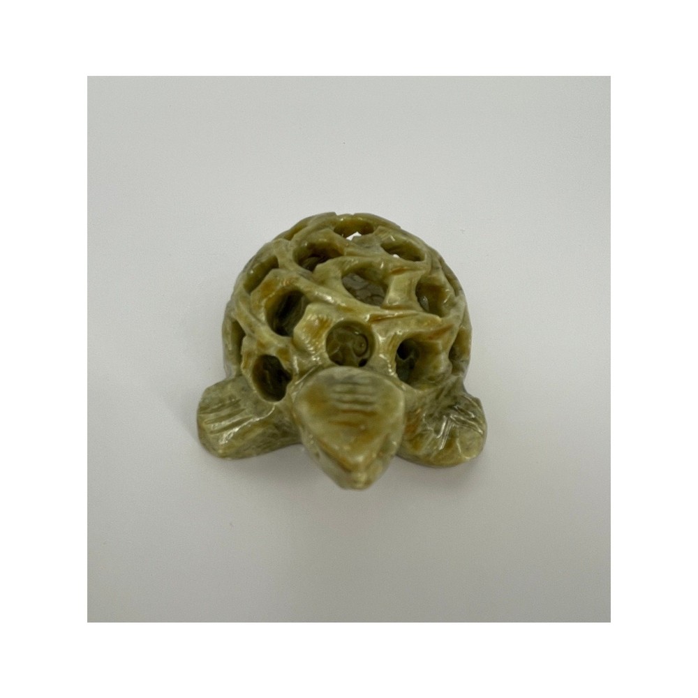 Carved Soapstone Mother Turtle Baby Inside 4"