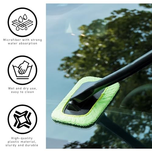 Car Windshield Cleaning Tool, Microfiber Auto Window Cleaner Set with 4