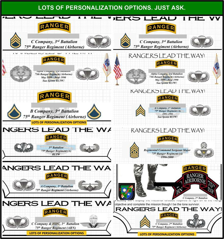 MC-NICE: ARMY Ranger Creed ALL UNITS Framed PERSONALIZED