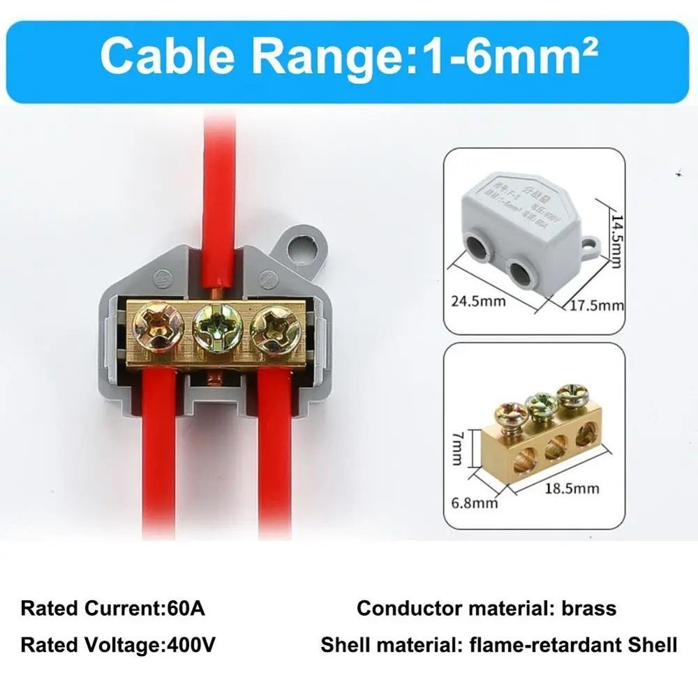Robust Brass Quick Terminal Block for 60A Electrical Cable Splice Needs