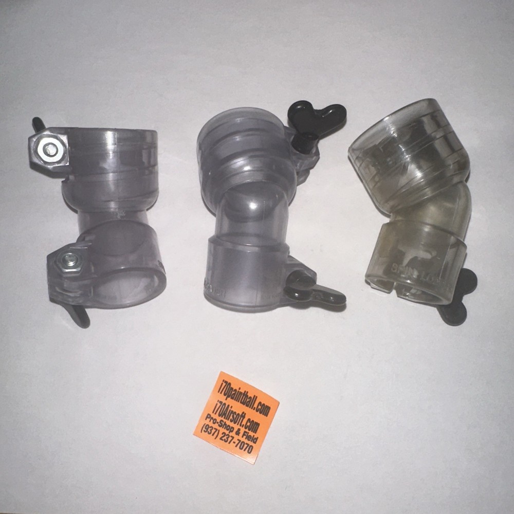 Clear Adjustable Hopper Feed Necks / Hopper Adapters / Threaded Elbows (3)