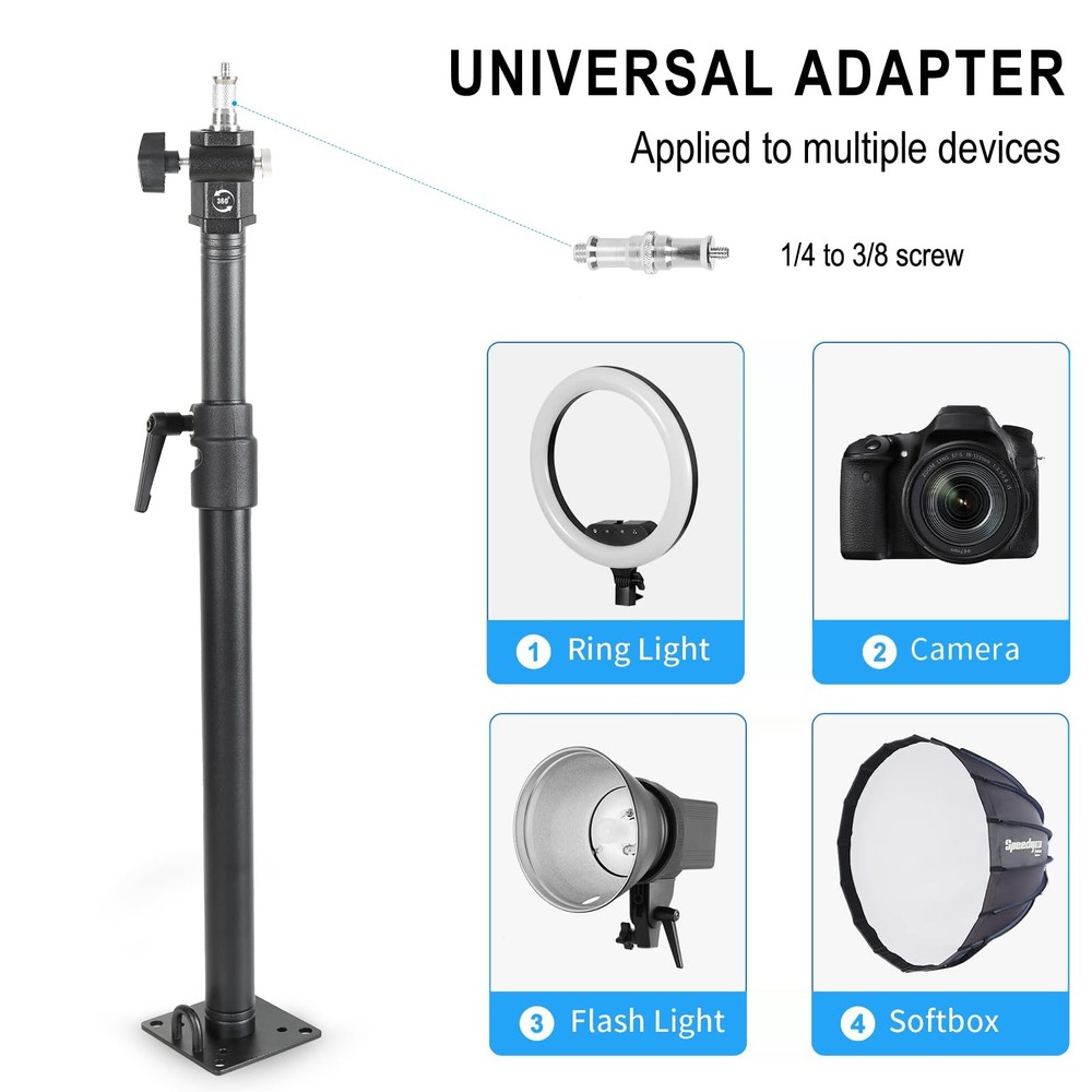 Photography Studio Ceiling Mount 360° Rotation Wall Ceiling Light Mount Boom ...