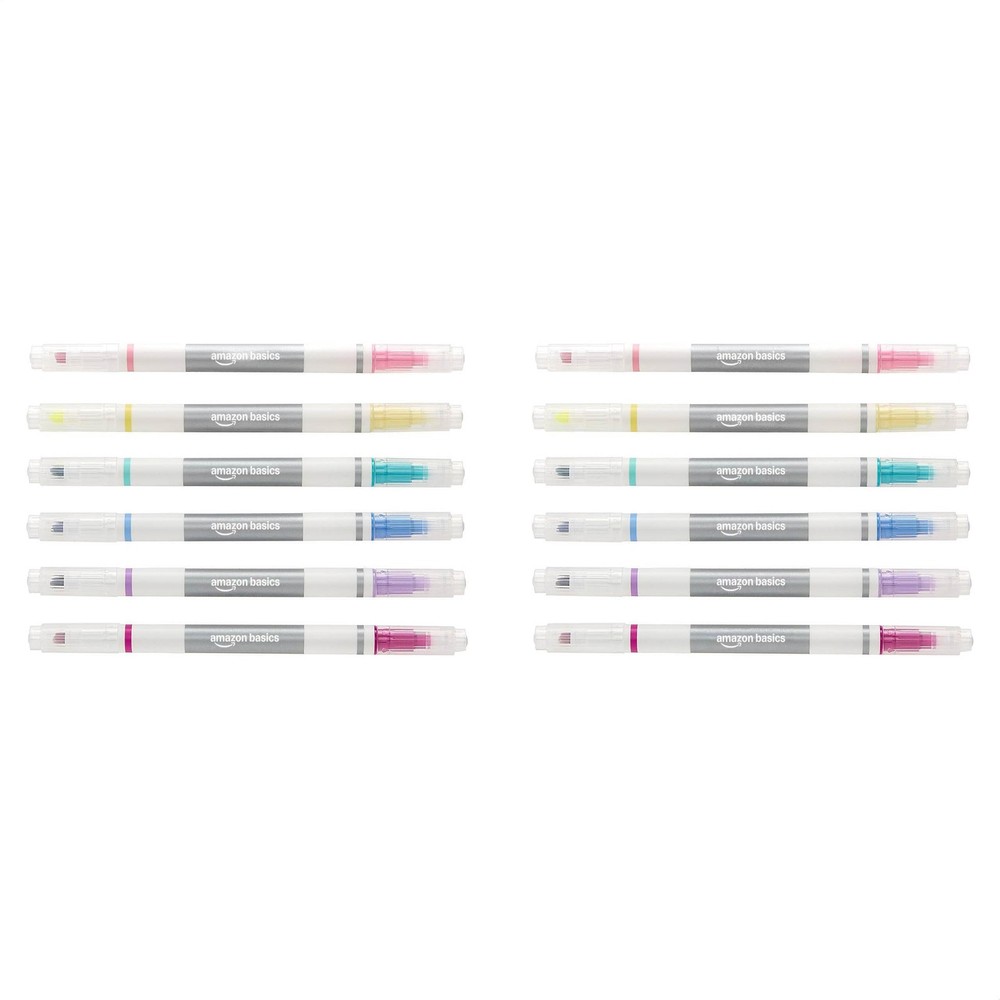 Amazon Basics Erasable Highlighters Assorted 1 Count (Pack of 12),