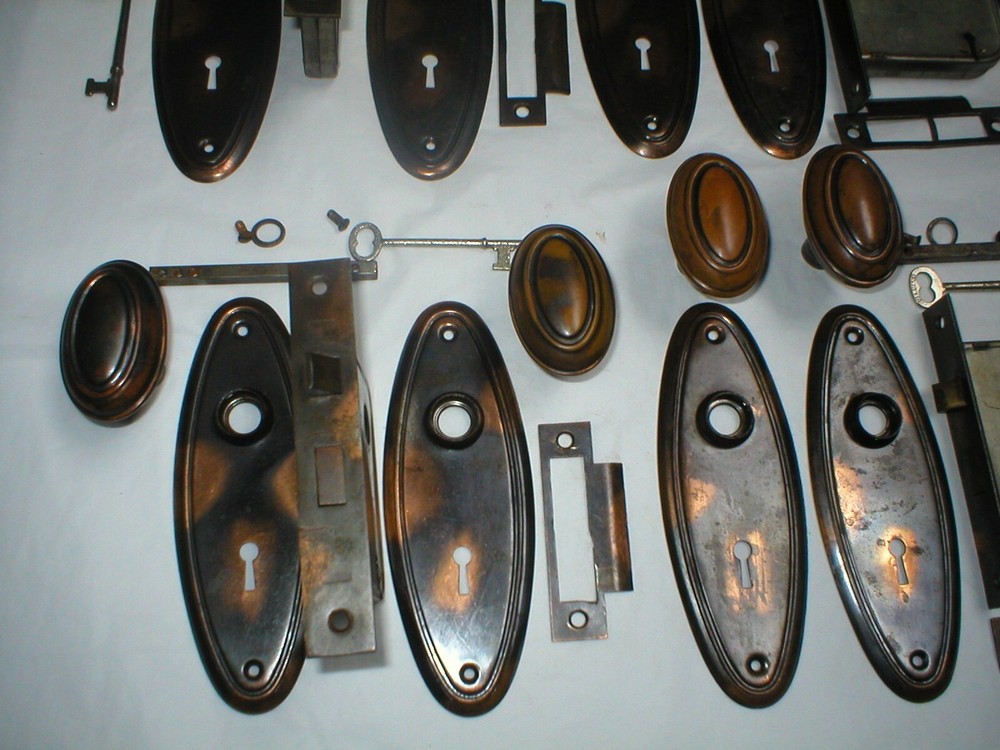 Antique Japanned Door Hardware Set