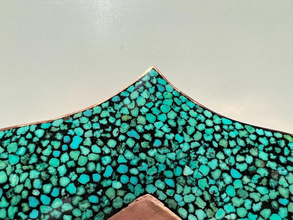 Persian Turquoise Inlay Copper Mirror