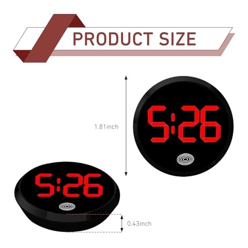 Digital Dashboard Car Clock, Round Metal Scratch-Resistant Shockproof 1 PC Red