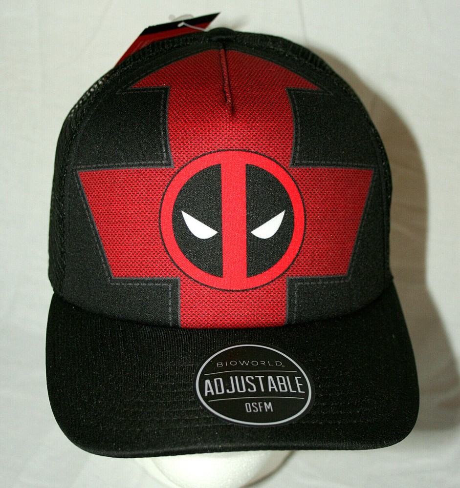 Marvel Comics Deadpool Logo Mesh Baseball Cap Hat New Tags Plastic Snap OSFM