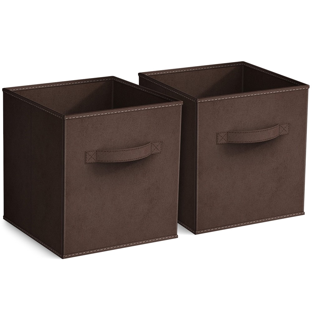 Sorbus 11" Foldable Fabric Storage Cube Bin, Chocolate (2 pack)