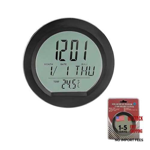 Car Digital Thermometer Clock, Dashboard Clock with Standard Digital Clock