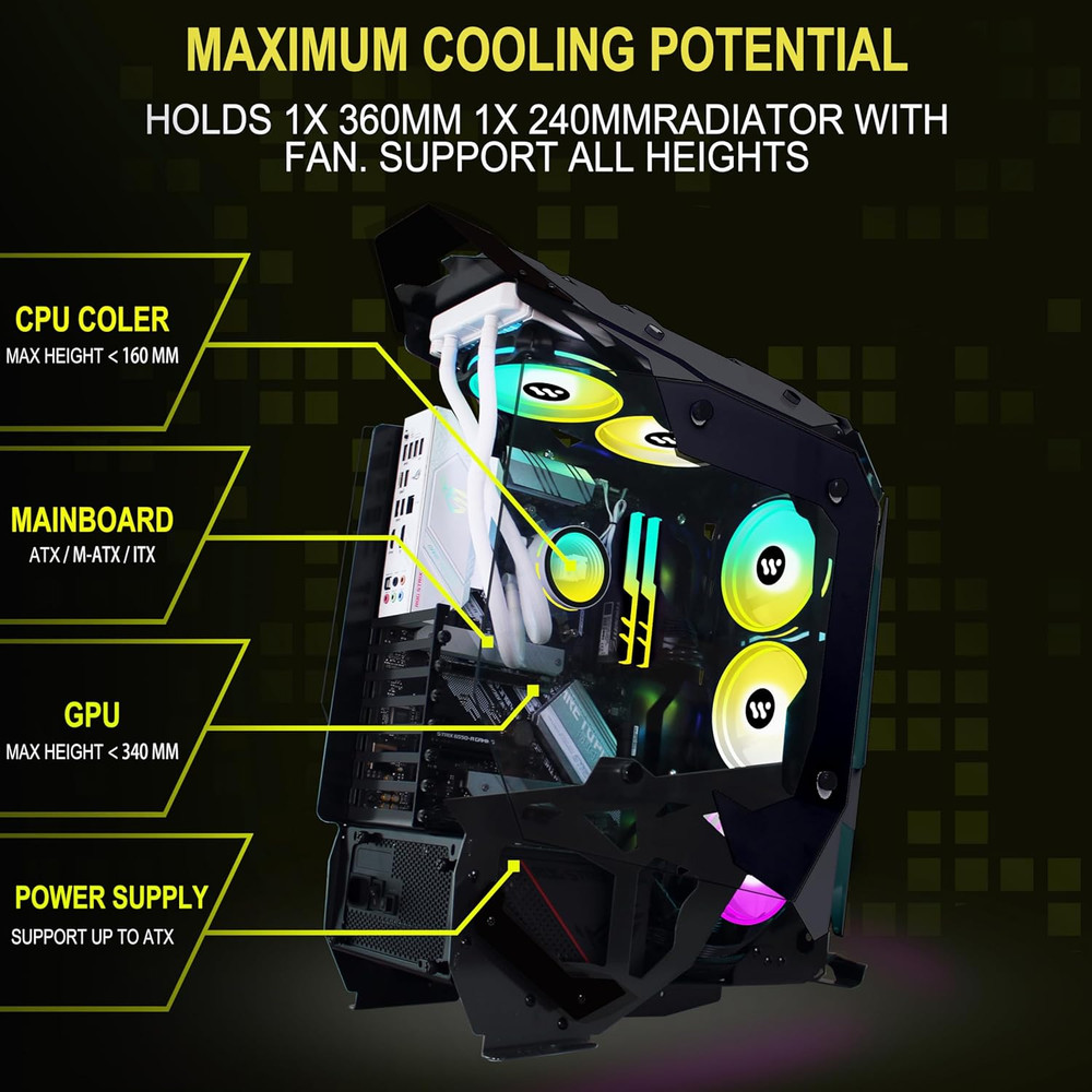 C650 Mech PC Case - ATX Tower Gaming Computer Case with Tempered Glass