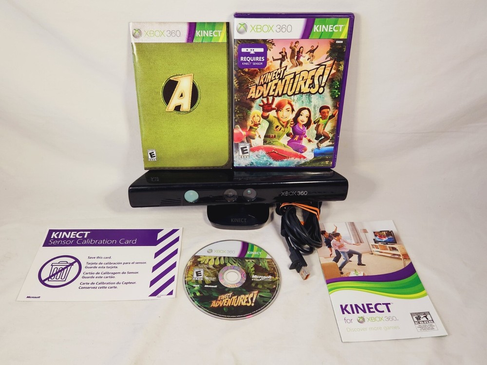 Microsoft Xbox 360 Kinect Black Sensor Bar Model 1414 & Kinect Adventure CIB