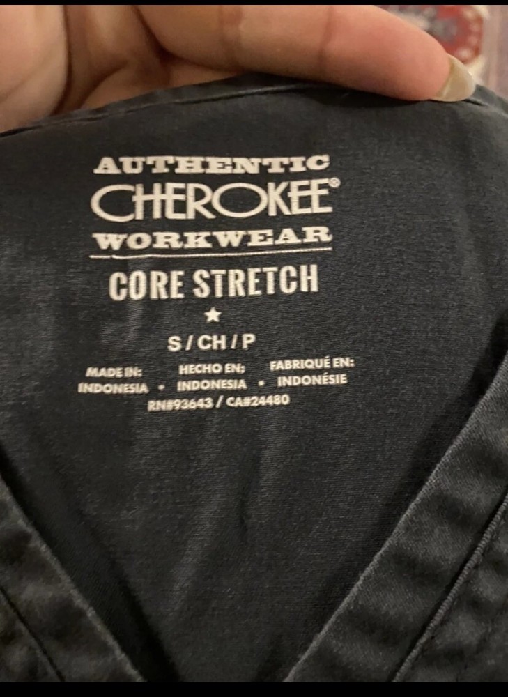 Cherokee Workware Core Stretch Charcoal Gray Scrub Set Small