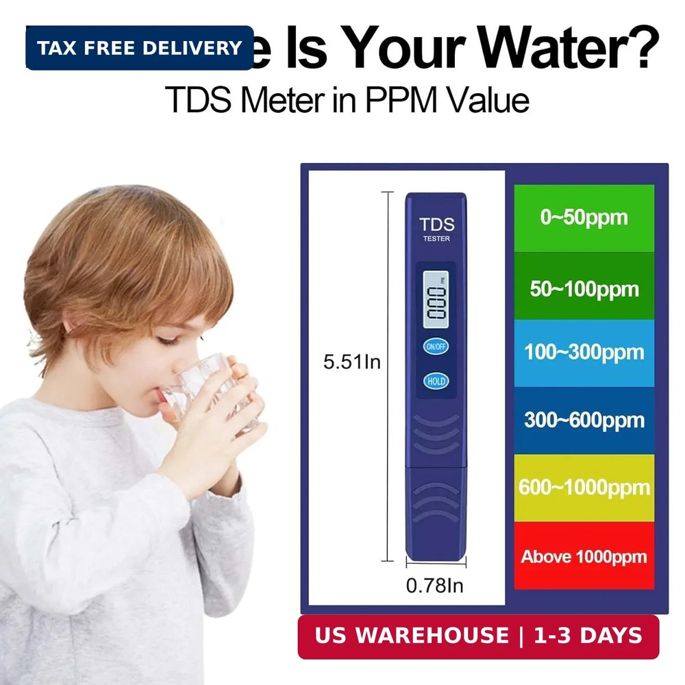 TDS Meter, Digital Water Quality Tester with Automatic Temperature Compensation