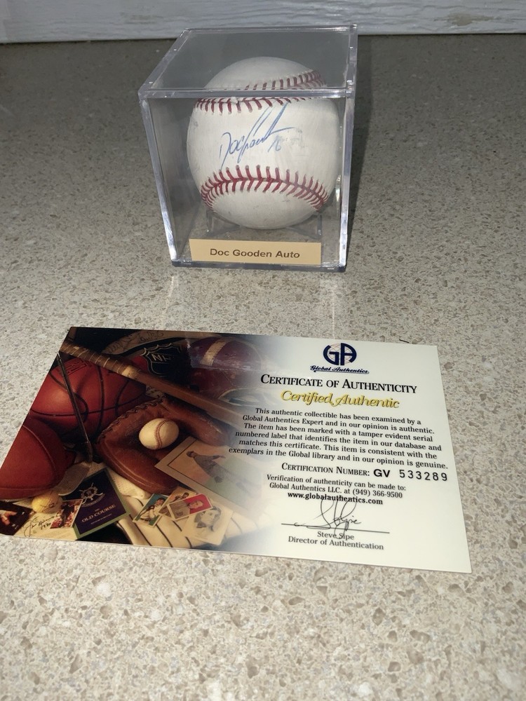 DWIGHT DOC GOODEN Signed MLB BASEBALL NEW YORK METS W/ COA