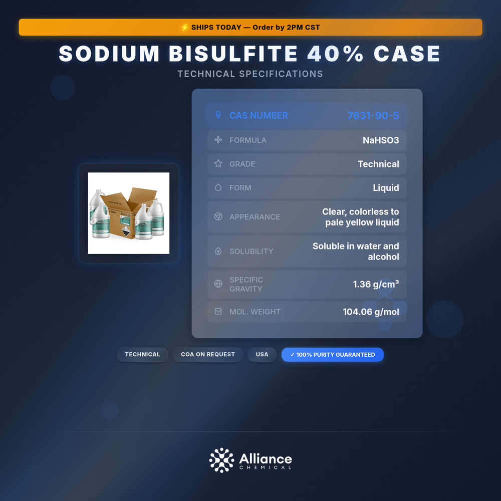 Sodium Bisulfite 40% - 4 Gallon Case