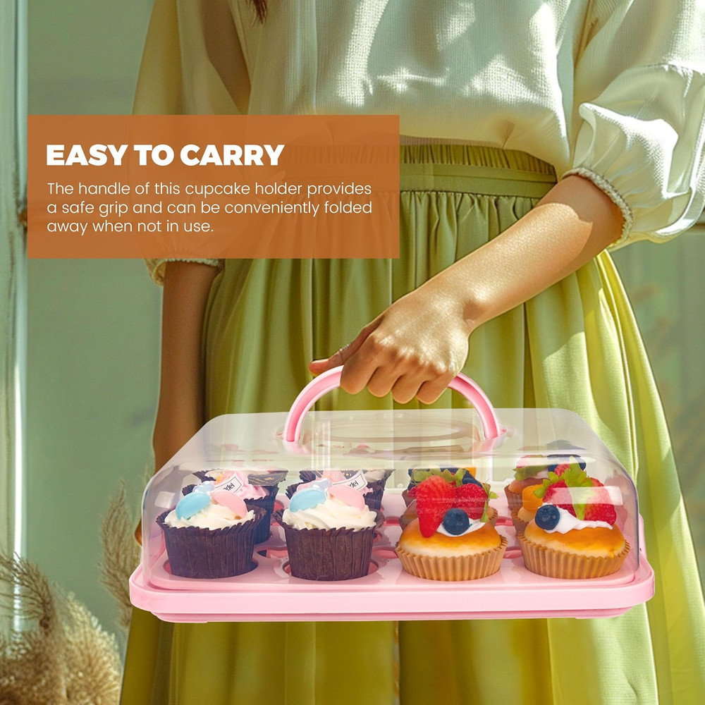 Cupcake Containers with Lid Rectangular Cake Carrier 3-In-1 Multipurpose Cupcake