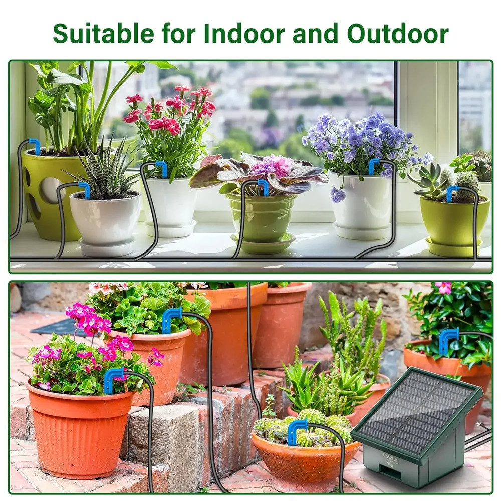 Automatic Solar Drop Irrigation Kit Solar Panel Garden Balcony