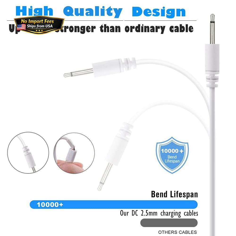 BATSOEASY 2 Pack 2.7ft Replacement DC Charging Cable, 10 centimeters, White