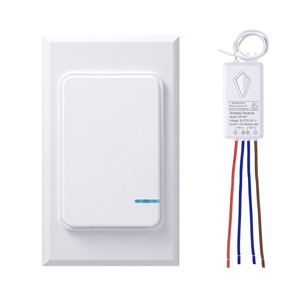 Thinkbee Wireless Light Switch and Receiver Kit, Mini Remote Control Switch w...