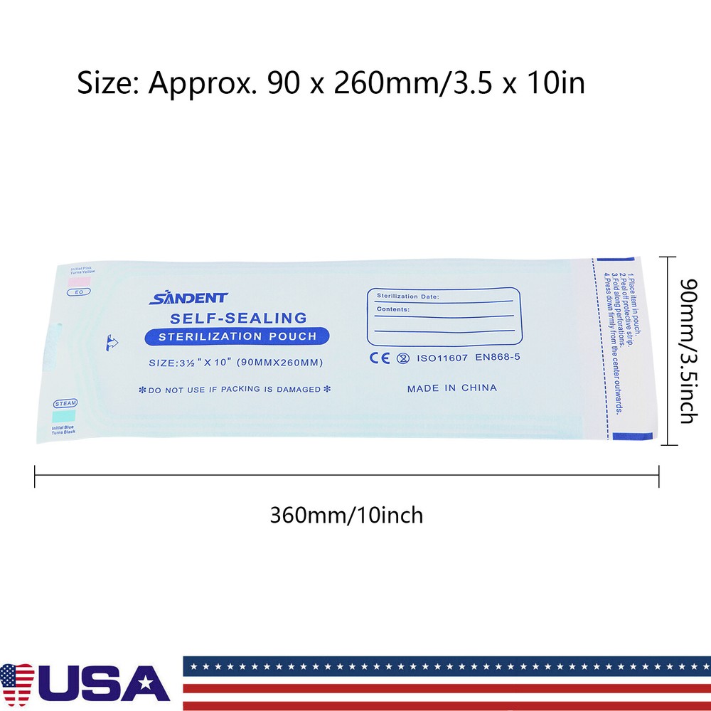 3 1/2" x 10" Self-Sealing Sterilization Pouch 200/Box