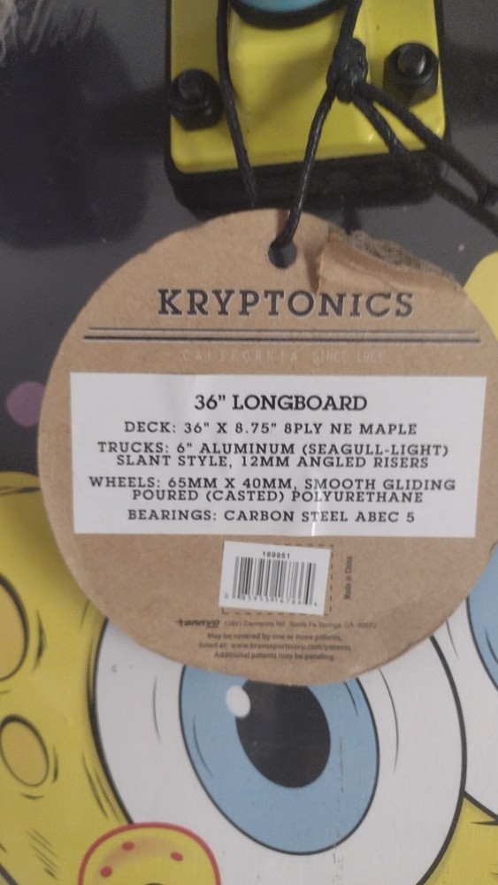 Kryptonics Spongebob Big Reveal Longboard Skateboard New Sealed