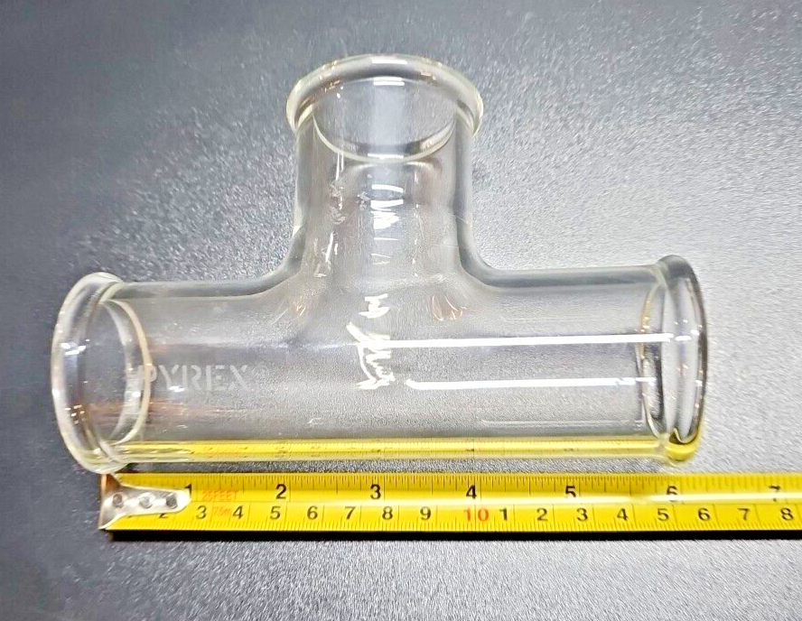 Pyrex Double Tough Beaded Process Pipe Tee 2" Diameter 6" Length T