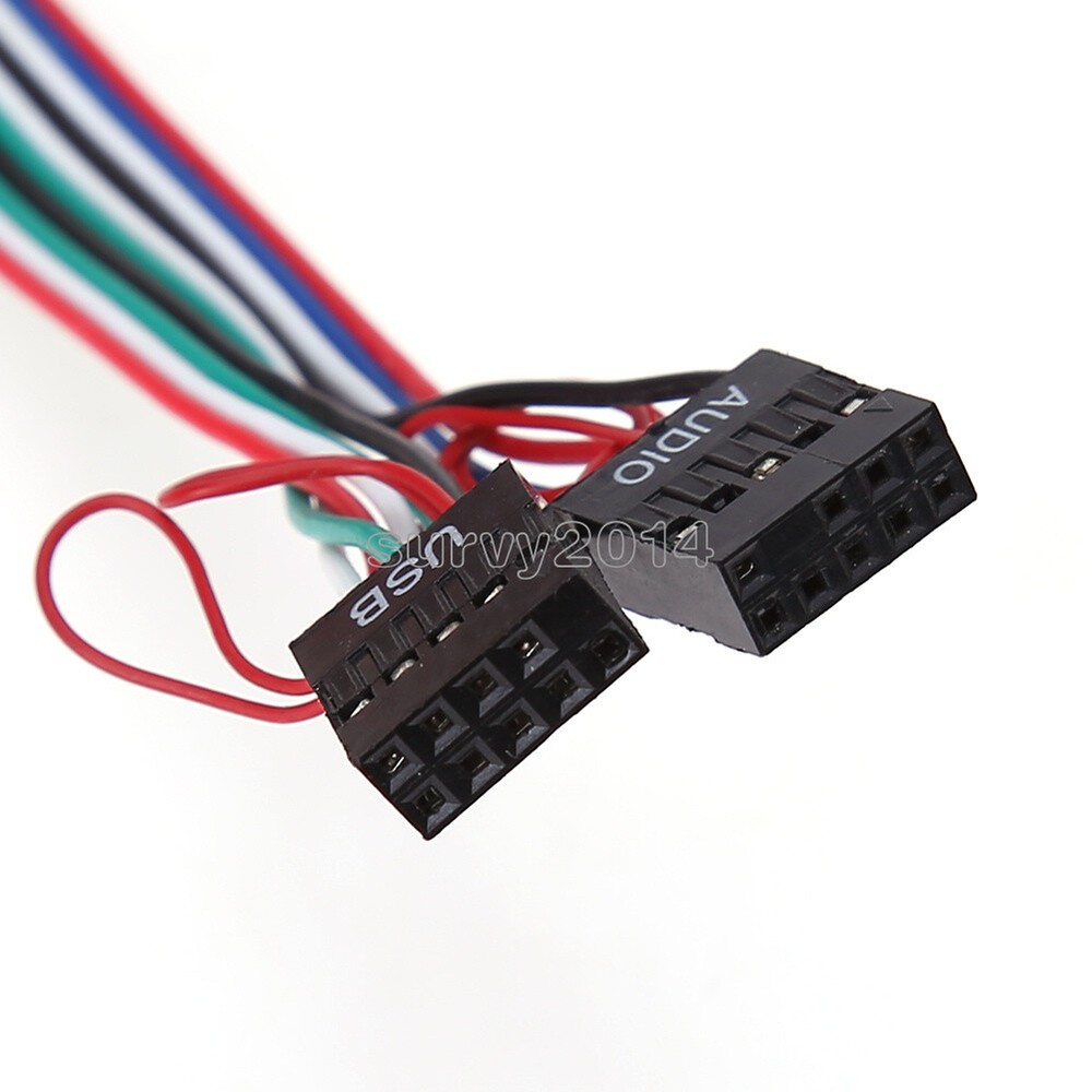 2 USB PC Computer Case Front Panel USB Audio Port Mic Earphone Cable 6.8cm