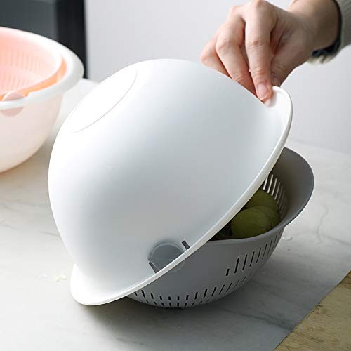 Double-Layer Colander Bowl Set – Drain & Rinse Basket with Inner Strainer – K...