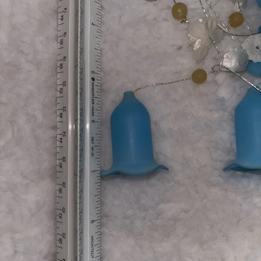 Blue Glass Frosted Flower Wind Chime