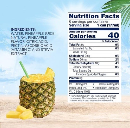 Dole Light Pineapple Juice, No Sugar Added, 6 oz Cans, 48 Pack.