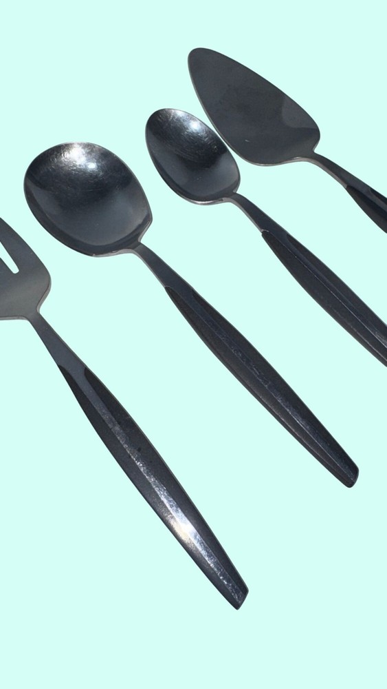 Vintage Eldan ELD2 Stainless Serving utensil Black Handle Flatware Japan