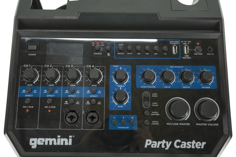 Gemini Party Caster Mini Karaoke System With Handheld Wireless Microphone
