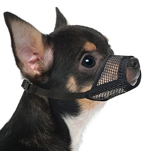 Dog Muzzle, Soft Mesh Muzzles for Small Medium Large Black XXS-Snout (4”-5”)